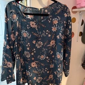 Source Unknown Teal Floral Blouse